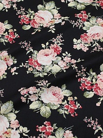 Импорт. хлопок "Роскошный букет" цв.черный, ш.1.45м, хлопок-100%, 100гр/м.кв