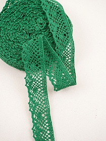 Кружево цв.изумрудно-зеленый, ш.30мм, хлопок-90%, п/э-10%, 10м, рис.111/31