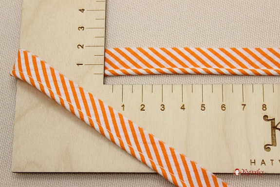 Кант отделочный (узкая полоска) цв.оранжевый, ш.15мм/3мм, хлопок-100%
