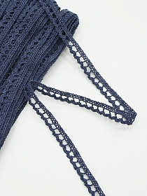 Кружево цв.темно-синий флер, ш.08мм, хлопок-90%, п/э-10%, 10м