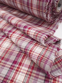 Пестрядь "Клетка" цв.бордовый/т.фуксия, ш.1.5м, хлопок-100%, 140гр/м.кв