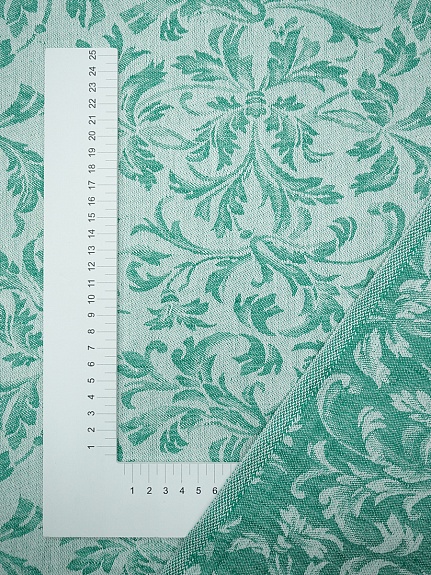 Полульняной жаккард "Перепев" цв.нефритовый, ш.1.6м, лен-50%, хлопок-50%, 210гр/м.кв