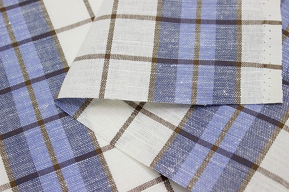 Холст полотенечный "Клетка" цв.т.джинс/сине-голубой, ш.0.5м, лен-30%, хл-70%, 140гр/м.кв