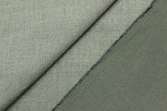 Джинс с ворсом цв.Винтажно-эвкалиптовый, СОРТ2, ш.1.48м, хлопок-100%, 330гр/м.кв