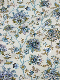 Сатин "Флирт цветов" цв.бирюзовый, ш.2.35м, хлопок-100%, 110гр/м.кв