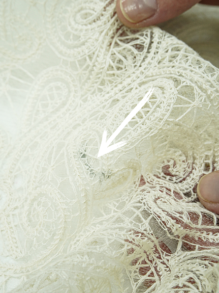 Кружевное полотно "Милада" (фестон с 2х ст.)  цв.кремовый, ш.1.3м, СОРТ2, хл-80%, нейлон-20%