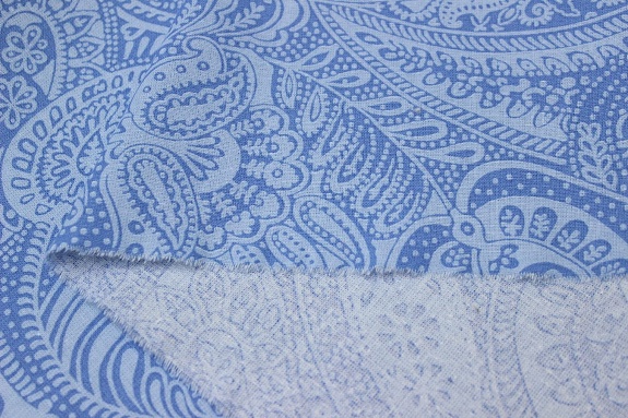 Бязь "Восточное пейсли" цв.голубой, ГОСТ, ш.2.2м, хлопок-100%, 142гр/м.кв