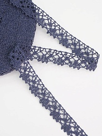 Кружево цв.темно-синий флер, ш.15мм, хлопок-90%, п/э-10%, 10м, рис.016/22