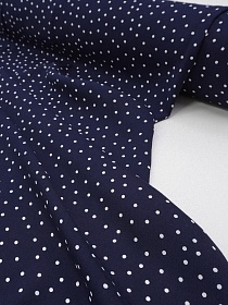 Штапель "Россыпь белого гороха (3.5мм)" цв.чернильный, ш.1.45м, вискоза-100%, 100гр/м.кв