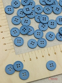 Пуговица пластмасса, цв.пыльный бирюзово-голубой, 15мм, 4 отверстия