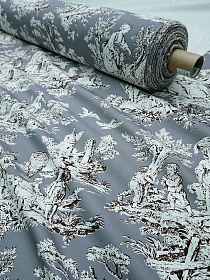 Интерьерный хлопок "Туаль де Жуи - сельский ренессанс" цв.серый, ш.1.5м, хлопок-100%, 250гр/м.кв