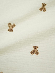 Муслин двухслойный с эф.жатости "Мишка - малышка" цв.шампань, ш.1.35м, хл-100%, 120гр/м.кв