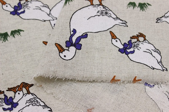 Полулен "Гуси" (на т.суровом), ш.1.5м, лен-30%, хлопок-70%, 147гр/м.кв