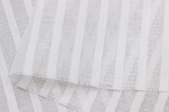 Полулен декоративный "Сетка в узкую полоску" цв.белый, ш.2.6м, лен-44%, хлопок-56%, 105гр/м.кв