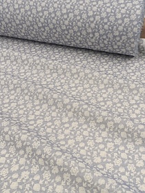 Хлопколен Цифр.печать "Мираж флоры" цв.св.серо-синий, ш.1.45м, лен-10%, хл-85%, п/э-5%, 130гр/м.кв