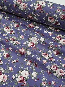 Мерный лоскут Импорт. хлопок "Большие пионы на темном фиолетово-сером", ш.1.48м, хлопок-100%, 110гр/м.кв