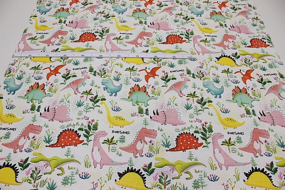 Рогожка "Милые динозаврики", ш.1.5м, хлопок-100%,160гр/м.кв