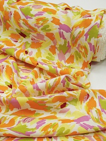 Штапель "Яркий кураж" цв.оранжевый, ш.1.45м, вискоза-100%, 90гр/м.кв