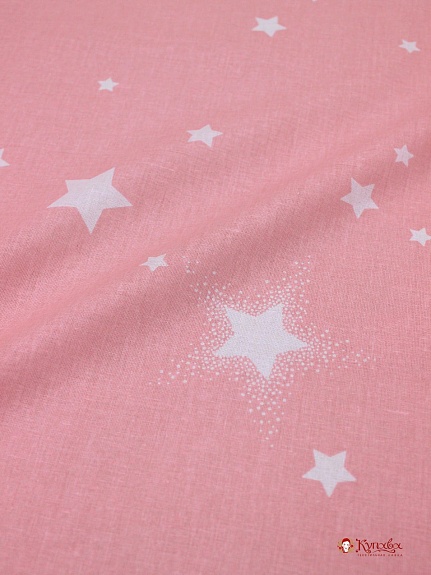 Перкаль "Мерцающие звездочки" цв.коралловый светло-розовый, СОРТ2, ш.1.5м, хлопок-100%, 110гр/м.кв