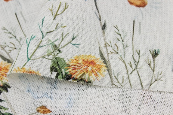 Лен костюмный "Луговые цветы", ш.1.5м, лен-100%, 190гр/м.кв