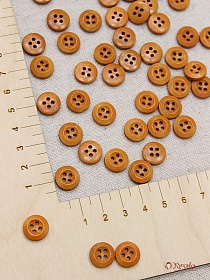 Пуговица светло-коричневое дерево,12мм, 4 отверстия#018839