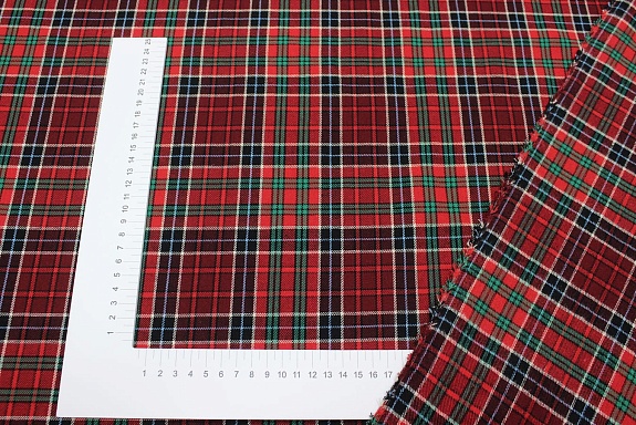 Фуле "Клетка" цв.бордовый/красный, ш.1.45м, хлопок-100%, 130гр/м.кв
