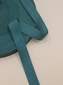 Лента киперная цв.винтажная зеленая морская волна, ш.17мм, хлопок-100%