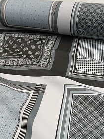 Ситец Крой мужских носовых платков "Валентино" цв.черный/серый, ш.0.95м, хл-100%, раппорт 63см