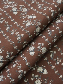 Импорт. хлопок Цифр.печать "Цветущие дорожки" цв.бежево-коричневый, ш.1.4м, хлопок-100%, 135гр/м.кв