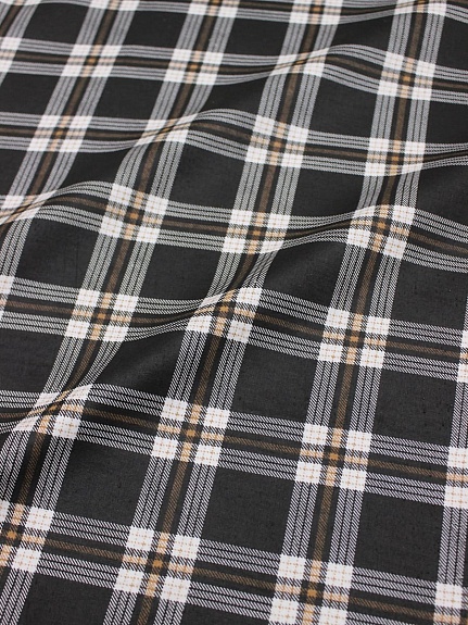 Фланель "Клетка" цв.белый/орех на черном, СОРТ2, ш.1.5м, хлопок-100%, 150гр/м.кв