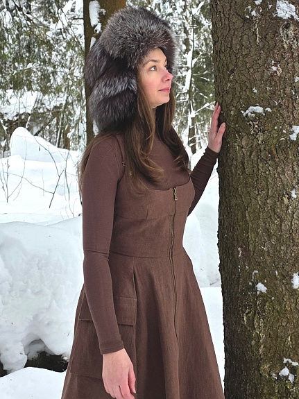 Сарафан из крапивы в кофейно-сером цвете