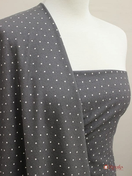 Теплый хлопок "Мелкие звезды на графите", ш.1.5м, хлопок-100%, 150гр/м.кв