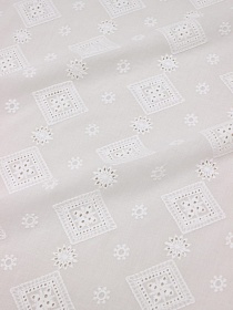 Шитье "Ажурные ромбики" цв.молочно-белый, ш.1.4м, батист, хлопок-100%, 80гр/м.кв