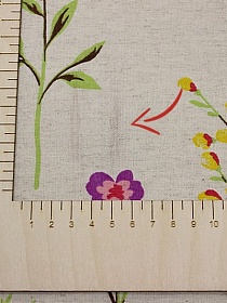 Брак(цена снижена) Полулен "Цветочный перезвон" (на суровом), ш.1.5м, лен-30%, хл-70%, 147гр/м.кв