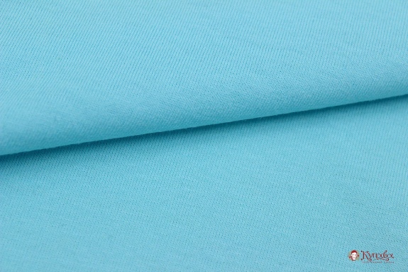 Трикотаж Кулир.гладь цв.Св.голубая бирюза-2, ш.1.96м (0.98м*2, чулок), Карде, хл-100%,145гр/м.кв