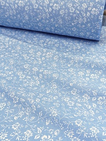 Ранфорс "Белый вьюнок" цв.голубой, ш.2.4м, хлопок-100%, 115гр/м.кв