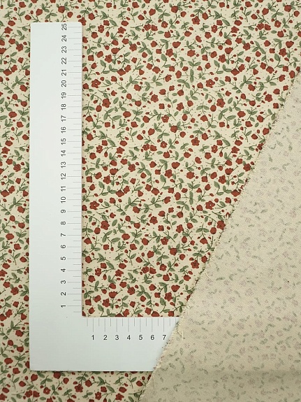 Теплый хлопок "Темно-терракотовые лютики на св.телесно-бежевом", СОРТ2, ш.1.5м, хл-100%, 160гр/м.кв