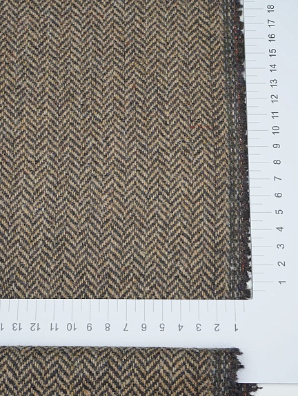 Шерсть пальтово-костюмная Твид "Елочка" цв.коричневый, ш.1.5м, шерсть-50%, п/э-50%, 320гр/м.кв