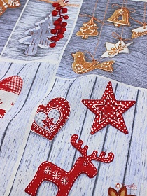 Рогожка "Скандинавский новогодний пэчворк", ш.1.5м, хлопок-100%, 165гр/м.кв