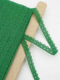 Кружево цв.изумрудно-зеленый, ш.12мм, хлопок-90%, п/э-10%
