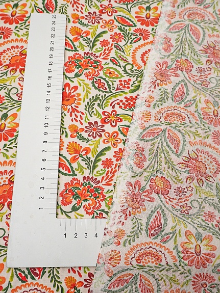 Ситец "Сказочное цветение" цв.оранжевый, ш.0.8м, хлопок-100%, 85гр/м.кв
