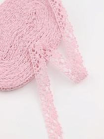 Кружево цв.нежно-розовый, ш.15мм, хлопок-90%, п/э-10%, 10м, рис.016/11