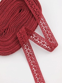 Кружево цв.бордово-красный, ш.15мм, хлопок-90%, п/э-10%, 10м, рис.099/17