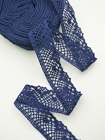 Кружево цв.т.сине-фиолетовый, ш.30мм, хлопок-90%, п/э-10%, 10м, рис.111/24