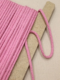 Шнур цв.розовый, 5мм, хлопок-100%