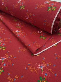 Перкаль "Цветочная диковинка" цв.красно-бордовый, ГОСТ, ш.1.5м, хлопок-100%, 120гр/м.кв