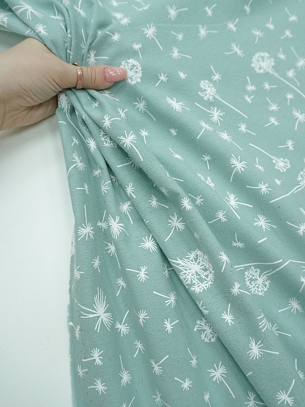 Теплый хлопок "Одуванчиковый ветер" цв.св.голубой мох, ш.1.45м, хлопок-100%, 115гр/м.кв