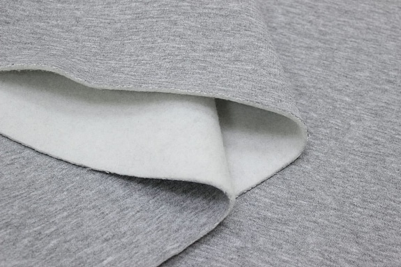 Футер 3-х нит. начес цв.Серый меланж, ш.1.8м, Пенье, хлопок-65% п/э-35%, 350гр/м.кв