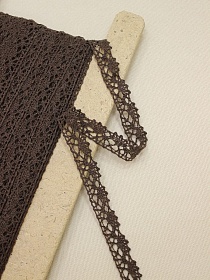 Кружево цв.горький шоколад, ш.15мм, хлопок-90%, п/э-10%, рис.016/10