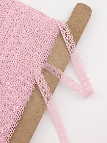 Кружево цв.нежно-розовый, ш.12мм, хлопок-90%, п/э-10%, рис.071/11